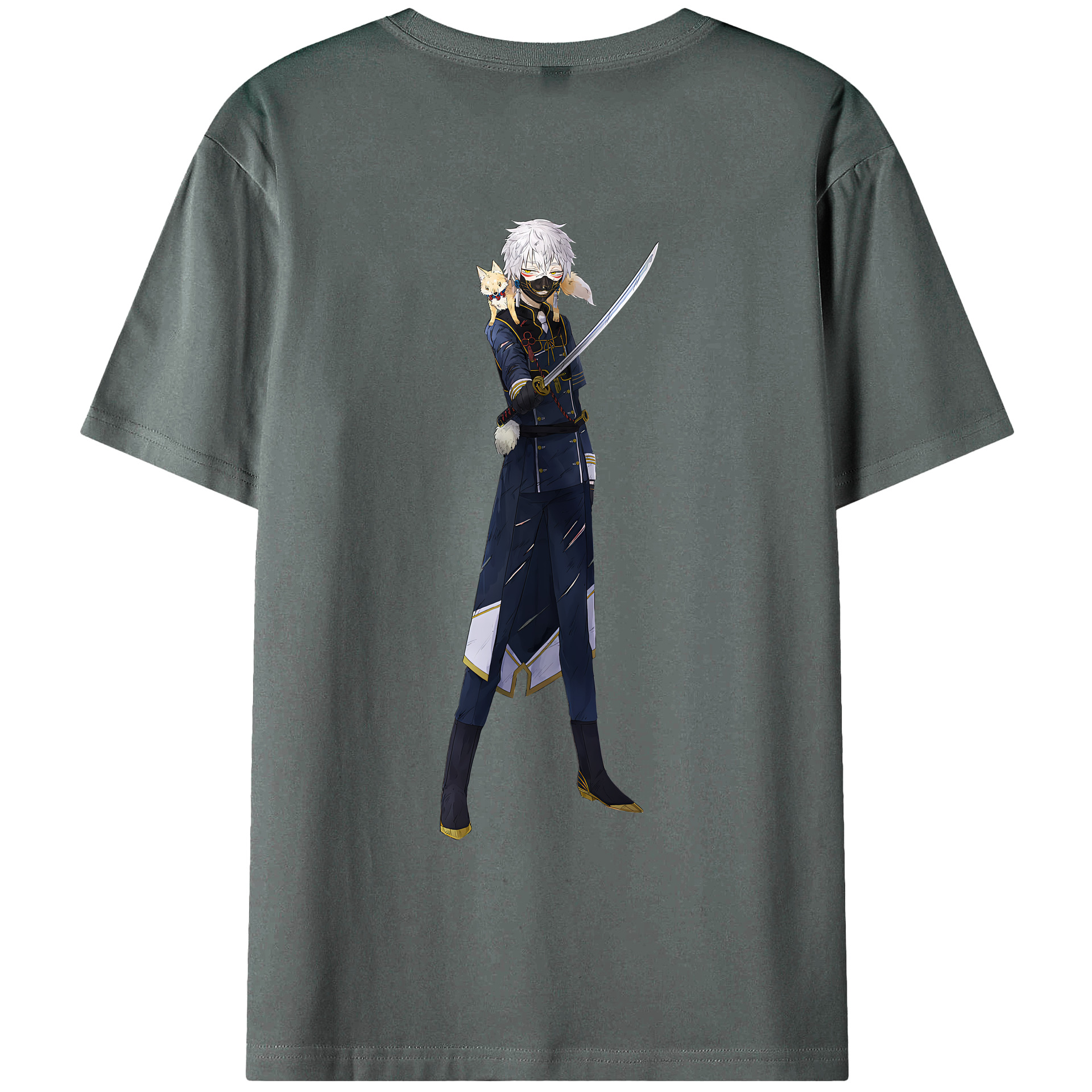 （画像用） 刀剣乱舞 Touken Ranbu 綿100％ メンズ半袖Tシャツ（バックプリント） 通気性